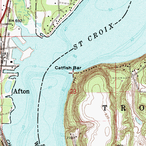 Topographic Map of Catfish Bar, WI
