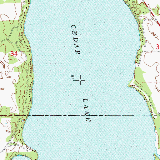 Topographic Map of Cedar Lake, WI
