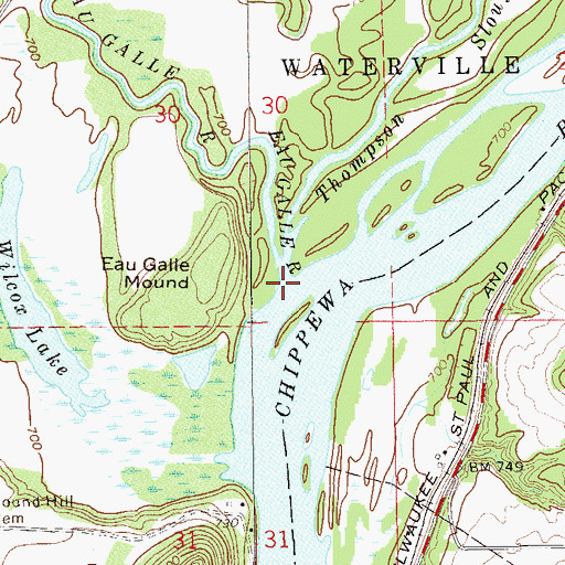 Topographic Map of Eau Galle River, WI