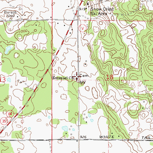 Topographic Map of Emanuel Church, WI