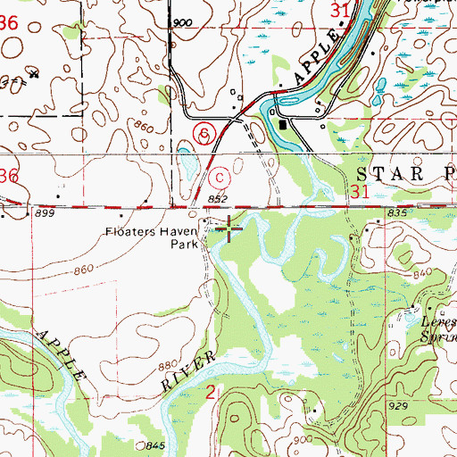 Topographic Map of Floaters Haven Park, WI