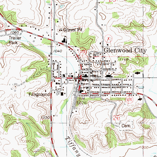 Topographic Map of Glenwood City, WI