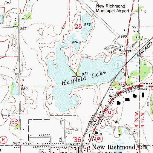 Topographic Map of Hatfield Lake, WI