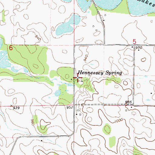 Topographic Map of Hennessey Spring, WI