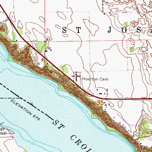 Topographic Map of Houlton Cemetery, WI