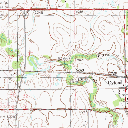 Topographic Map of Hutton Creek, WI