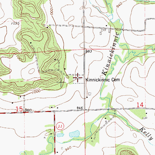 Topographic Map of Kinnickinnic Cemetery, WI