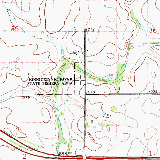 Topographic Map of Kinnickinnic River State Fishery Area, WI