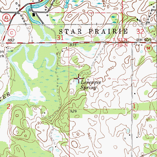 Topographic Map of Levesque Spring, WI