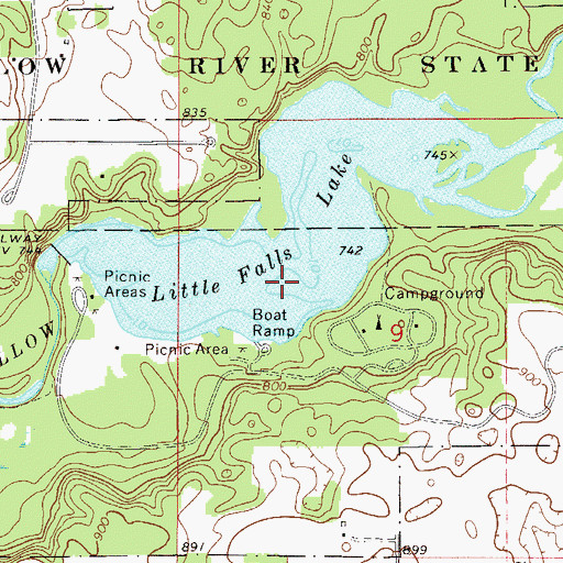 Topographic Map of Little Falls Lake, WI
