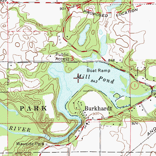 Topographic Map of Mill Pond (historical), WI