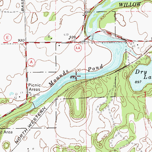 Topographic Map of Mounds Pond (historical), WI