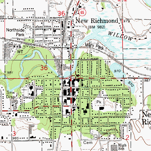 Topographic Map of New Richmond, WI