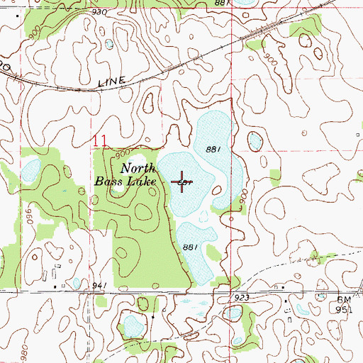 Topographic Map of North Bass Lake, WI