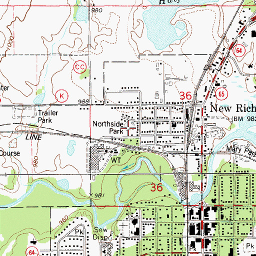 Topographic Map of Northside Park, WI