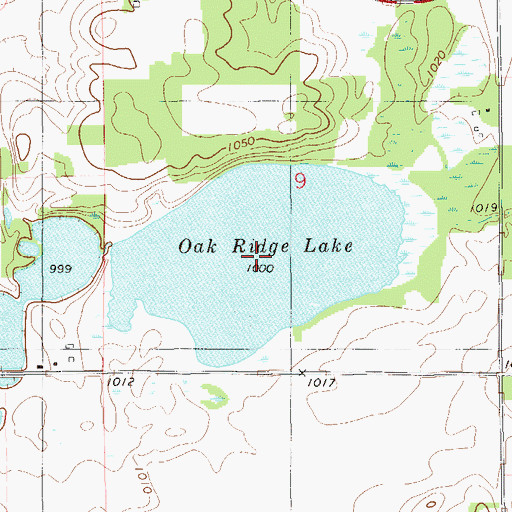 Topographic Map of Oak Ridge Lake, WI