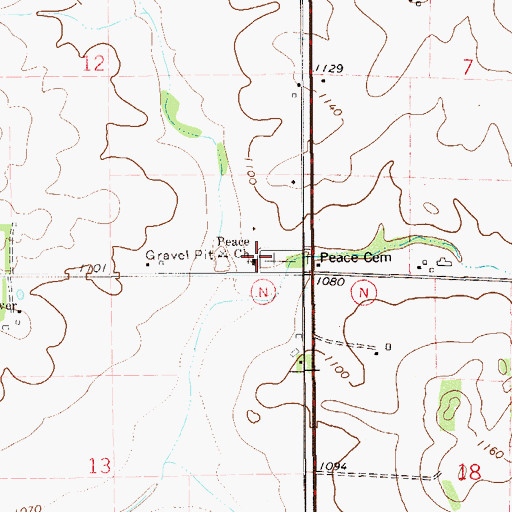 Topographic Map of Peace Lutheran Church, WI