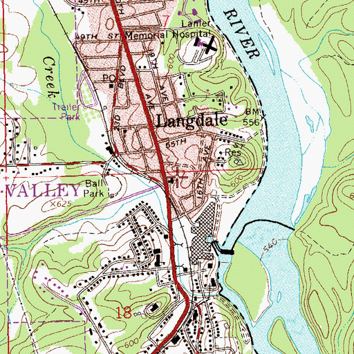 Topographic Map of First Baptist Church of Valley, AL