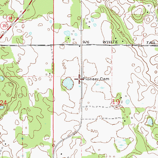 Topographic Map of Pioneer Cemetery, WI