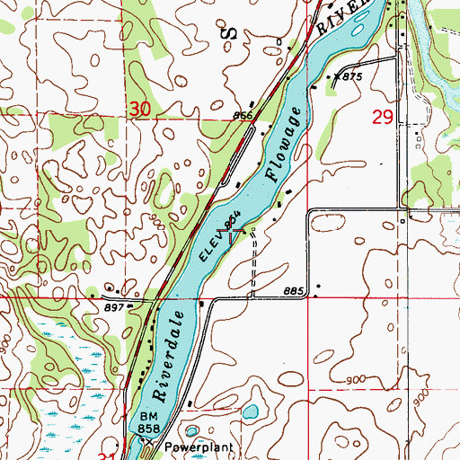 Topographic Map of Riverdale Flowage, WI