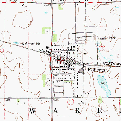 Topographic Map of Roberts, WI