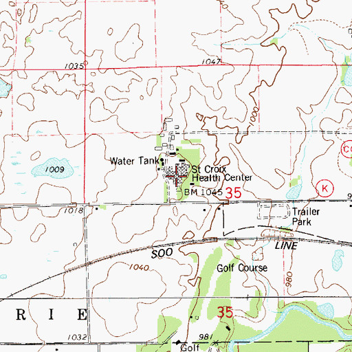 Topographic Map of Saint Croix Health Center, WI