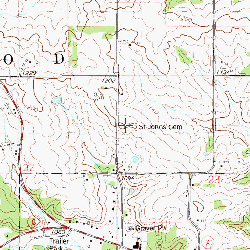 Topographic Map of Saint John the Baptist Catholic Cemetery, WI