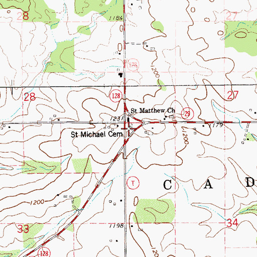 Topographic Map of Saint Michael Cemetery, WI