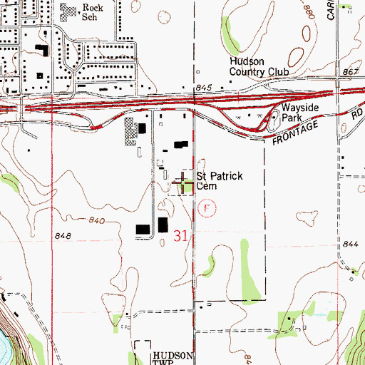 Topographic Map of Saint Patrick's Cemetery, WI