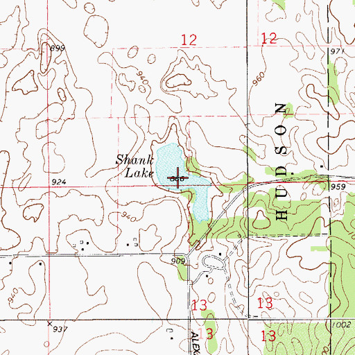 Topographic Map of Shank Lake, WI