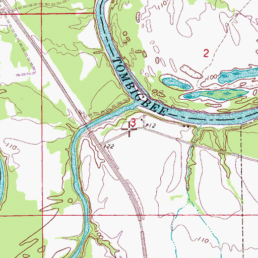Topographic Map of Noxubee River, AL