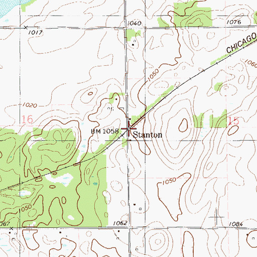 Topographic Map of Stanton, WI