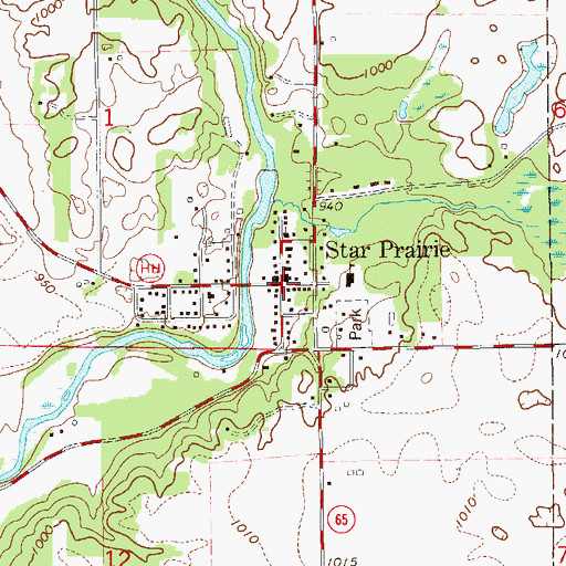 Topographic Map of Star Prairie, WI