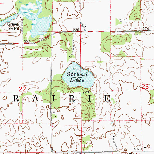 Topographic Map of Strand Lake, WI