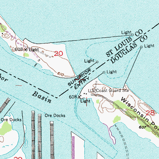 Topographic Map of Superior Entry, WI