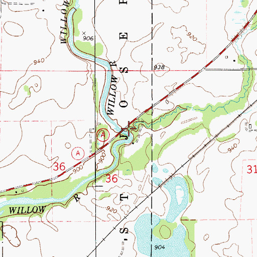 Topographic Map of Tenmile Creek, WI