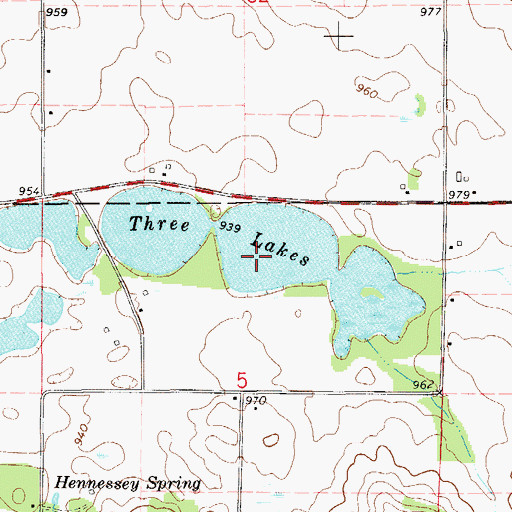 Topographic Map of Three Lakes, WI
