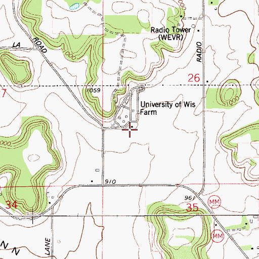 Topographic Map of University of Wisconsin Farm, WI