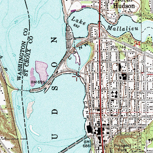 Topographic Map of Willow River, WI