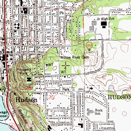 Topographic Map of Willow River Cemetery, WI