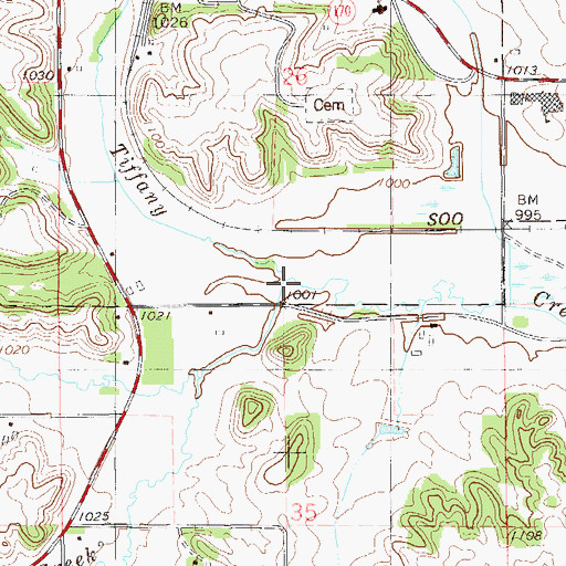 Topographic Map of Stephens Creek, WI