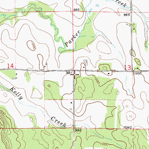 Topographic Map of Hillside School (historical), WI