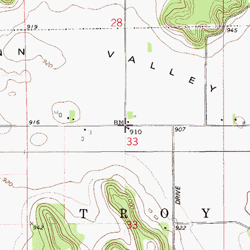 Topographic Map of Mann Valley School (historical), WI