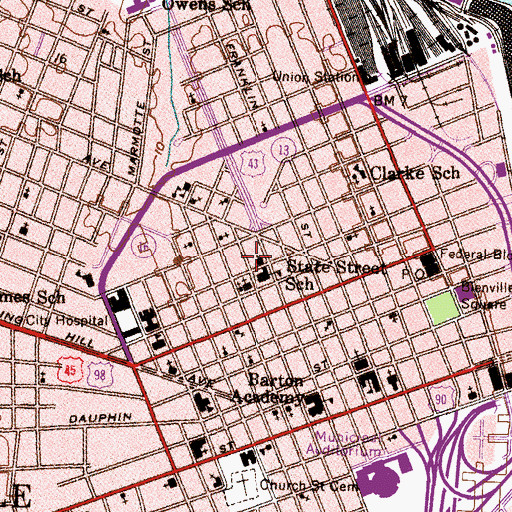 Topographic Map of State Street African Methodist Episcopal Zion Church, AL