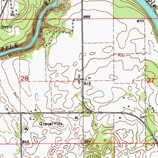 Topographic Map of Apple River School (historical), WI