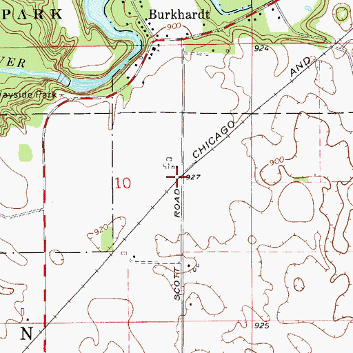 Topographic Map of Burkhardt Station, WI