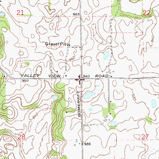 Topographic Map of Four Corners School (historical), WI