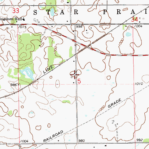 Topographic Map of Lonesome Trail School (historical), WI