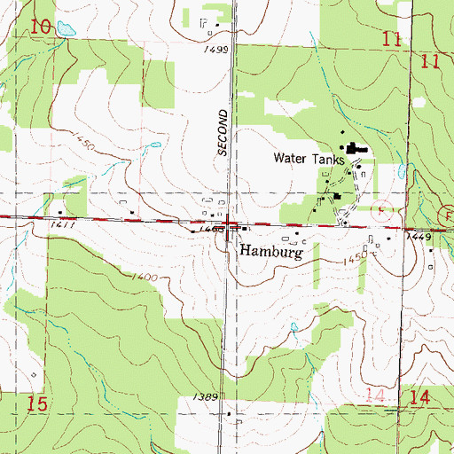 Topographic Map of Hamburg, WI