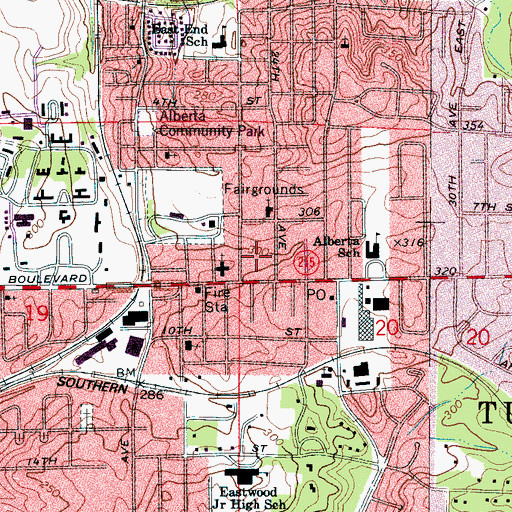 Topographic Map of Alberta City, AL